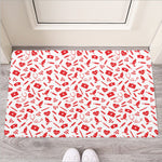Red And White Nurse Pattern Print Rubber Doormat