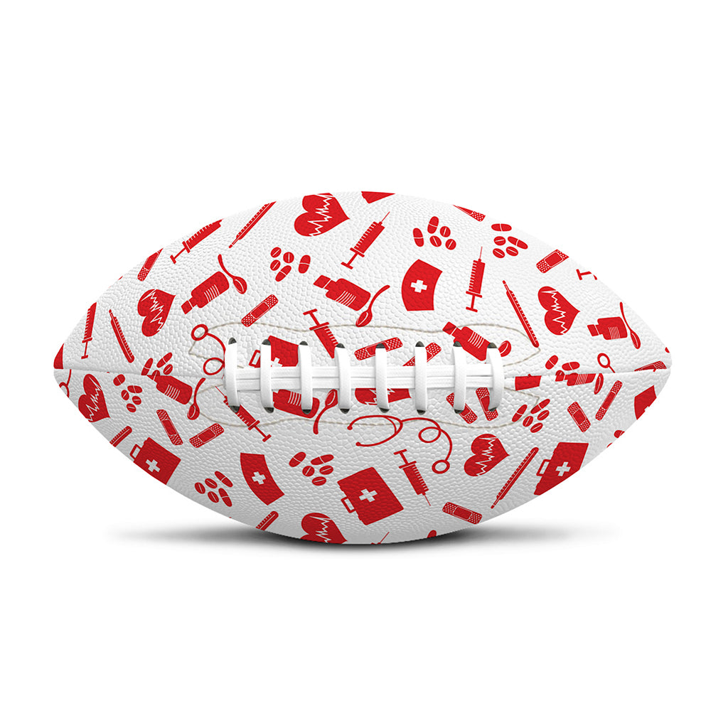 Red And White Nurse Pattern Print Rugby Ball