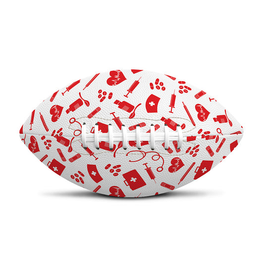 Red And White Nurse Pattern Print Rugby Ball