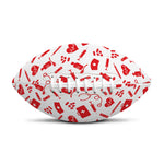 Red And White Nurse Pattern Print Rugby Ball