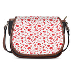 Red And White Nurse Pattern Print Saddle Bag