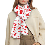 Red And White Nurse Pattern Print Scarf