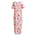 Red And White Nurse Pattern Print Short Sleeve Long Nightdress