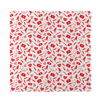 Red And White Nurse Pattern Print Silk Bandana