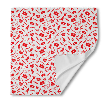Red And White Nurse Pattern Print Silk Bandana
