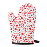 Red And White Nurse Pattern Print Single Oven Mitt