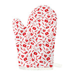 Red And White Nurse Pattern Print Single Oven Mitt