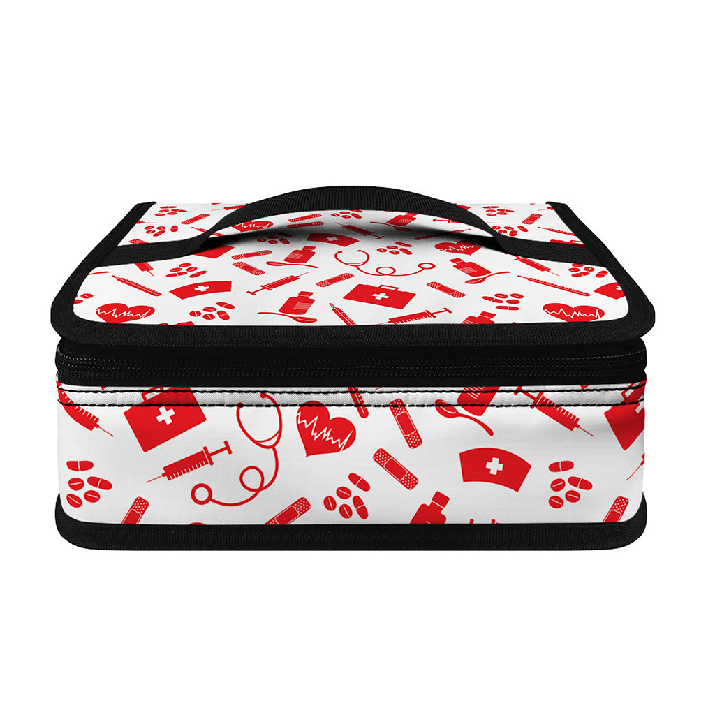 Red And White Nurse Pattern Print Small Lunch Bag