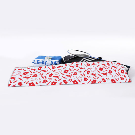 Red And White Nurse Pattern Print Sports Towel