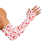 Red And White Nurse Pattern Print Sun Protection Arm Sleeves