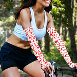 Red And White Nurse Pattern Print Sun Protection Arm Sleeves