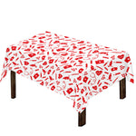 Red And White Nurse Pattern Print Tablecloth