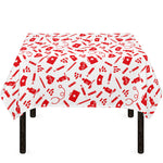 Red And White Nurse Pattern Print Tablecloth