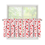 Red And White Nurse Pattern Print Tier Curtains