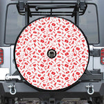 Red And White Nurse Pattern Print Tire Cover With Camera Hole