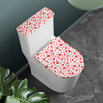 Red And White Nurse Pattern Print Toilet Lid And Tank Cover Set