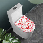 Red And White Nurse Pattern Print Toilet Lid Cover