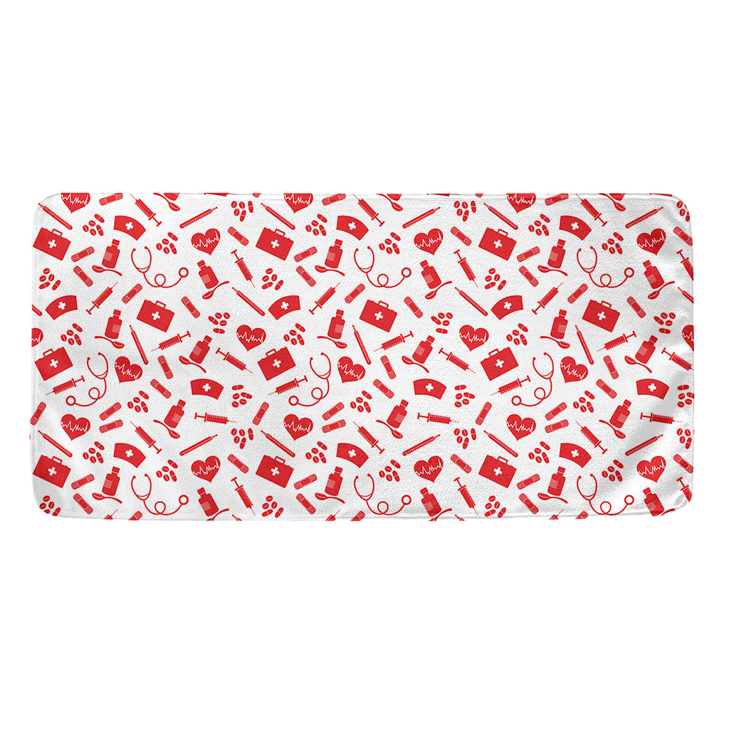 Red And White Nurse Pattern Print Towel