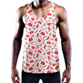 Red And White Nurse Pattern Print Men's Workout Tank Top