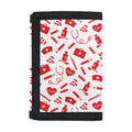 Red And White Nurse Pattern Print Trifold Wallet