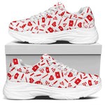 Red And White Nurse Pattern Print White Chunky Shoes