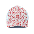 Red And White Nurse Pattern Print White Mesh Trucker Hat
