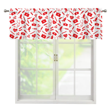 Red And White Nurse Pattern Print Window Valance