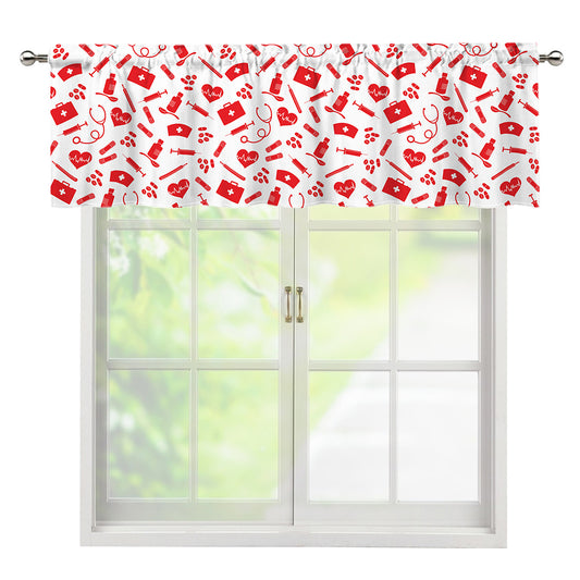 Red And White Nurse Pattern Print Window Valance