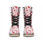 Red And White Nurse Pattern Print Winter Boots