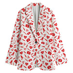 Red And White Nurse Pattern Print Women's Blazer