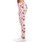 Red And White Nurse Pattern Print Women's Leggings