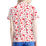 Red And White Nurse Pattern Print Women's Polo Shirt