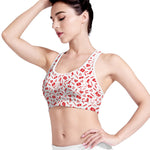 Red And White Nurse Pattern Print Women's Sports Bra