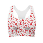 Red And White Nurse Pattern Print Women's Sports Bra
