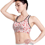 Red And White Nurse Pattern Print Women's Sports Bra