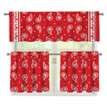 Red And White Paisley Bandana Print 3 Piece Kitchen Curtains