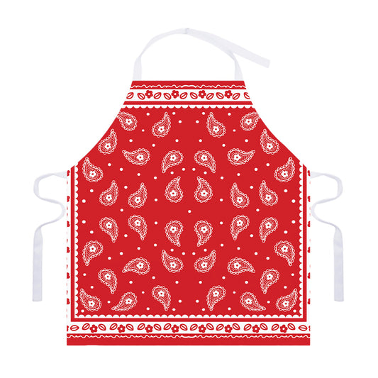 Red And White Paisley Bandana Print Adjustable Apron