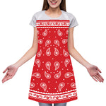 Red And White Paisley Bandana Print Adjustable Apron