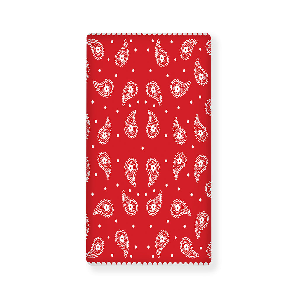 Red And White Paisley Bandana Print Baby Crib Sheet