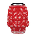 Red And White Paisley Bandana Print Baby Seat Cover
