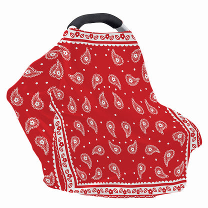 Red And White Paisley Bandana Print Baby Seat Cover