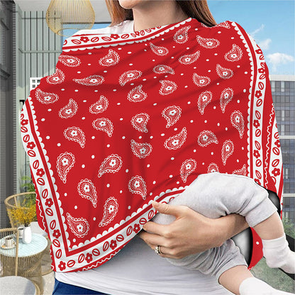 Red And White Paisley Bandana Print Baby Seat Cover