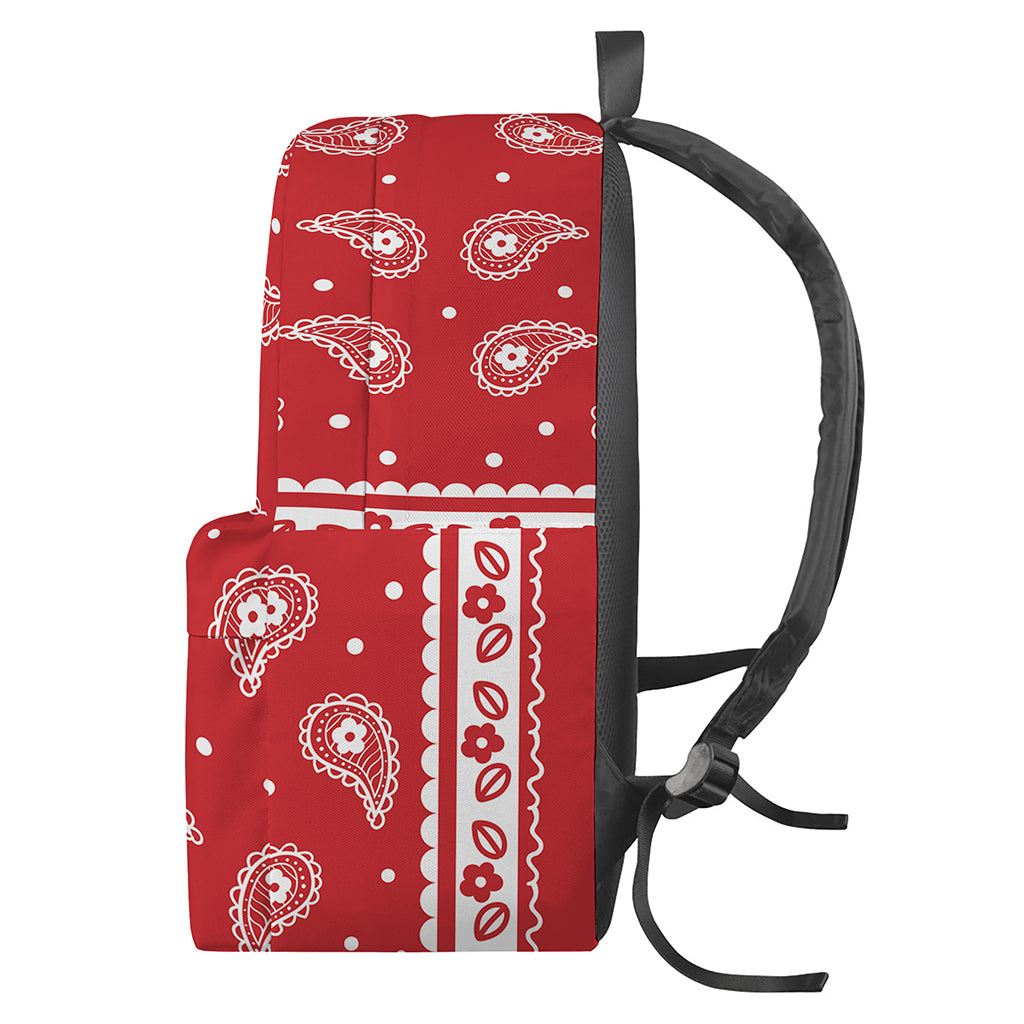 Red And White Paisley Bandana Print Backpack