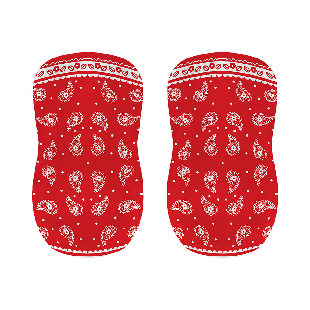 Red And White Paisley Bandana Print Bar Stool Covers