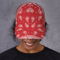 Red And White Paisley Bandana Print Baseball Cap