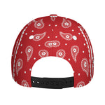 Red And White Paisley Bandana Print Baseball Cap