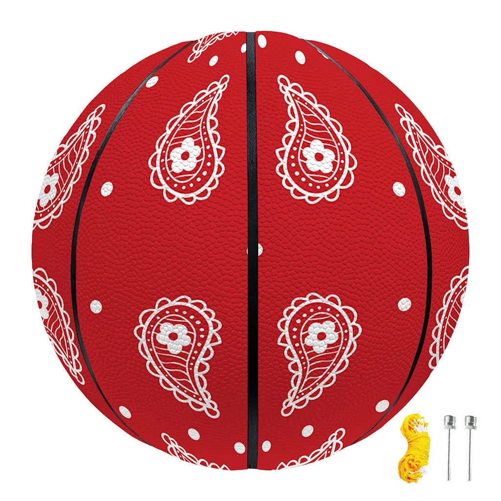 Red And White Paisley Bandana Print Basketball