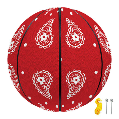 Red And White Paisley Bandana Print Basketball