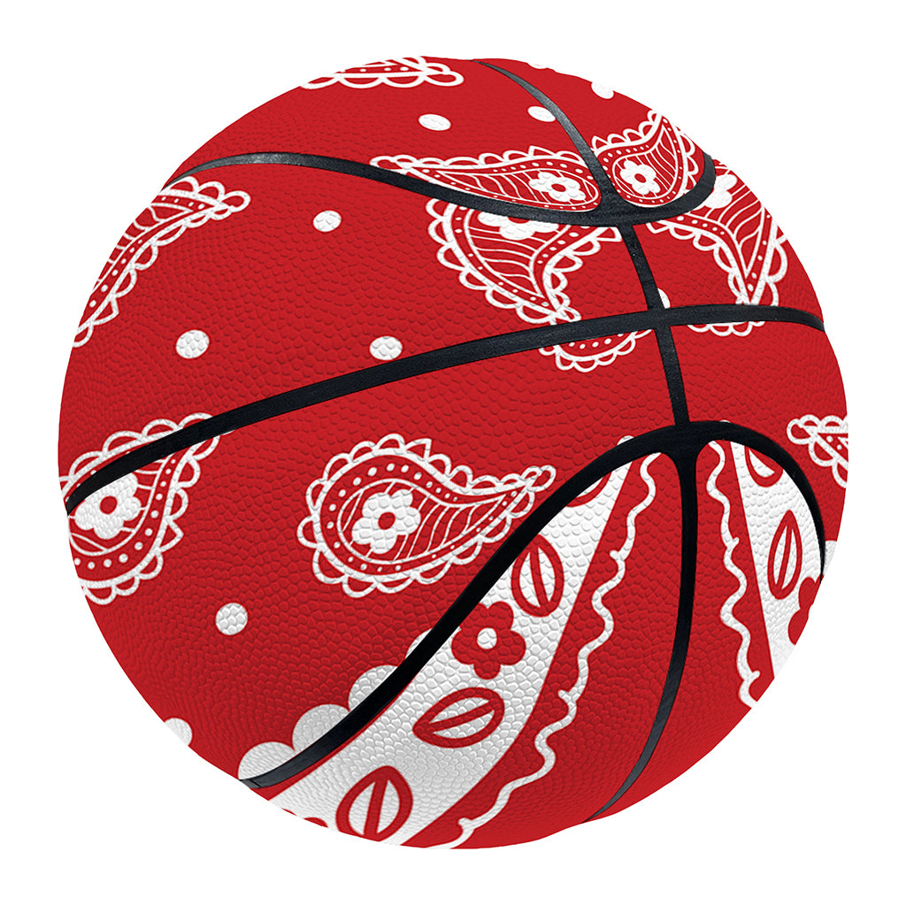 Red And White Paisley Bandana Print Basketball