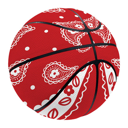Red And White Paisley Bandana Print Basketball